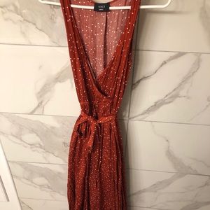 Rust and white Polk a dot Maxi Dress